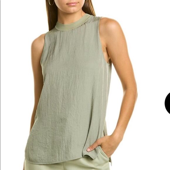 Vince Rib Trim Pale Jade Shell Tank Top - Picture 1 of 9